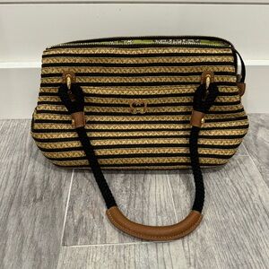 Eric Javitz black straw handbag